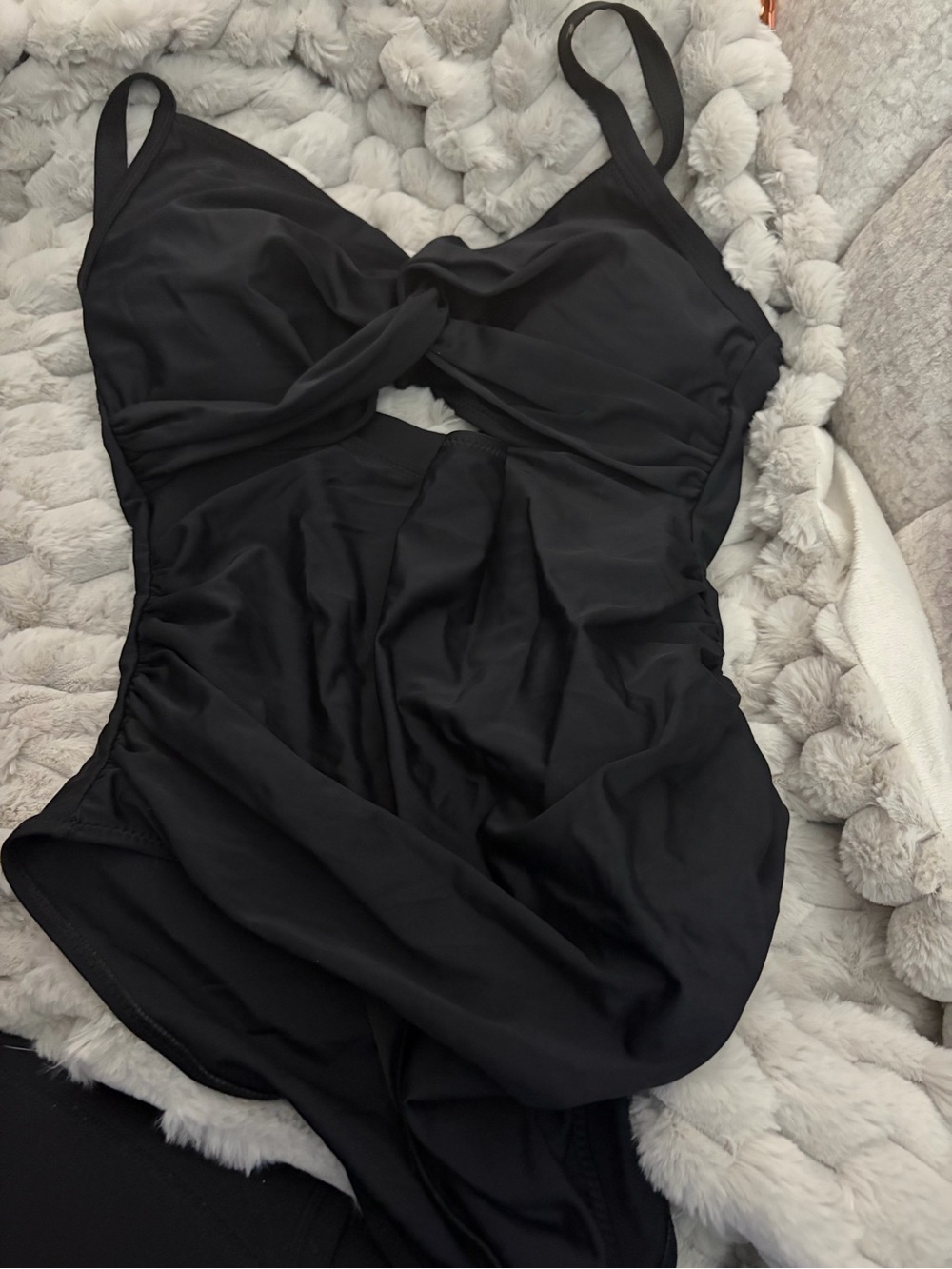 Classic Black One-Piece Swimsuit with Twist Front Sz Large